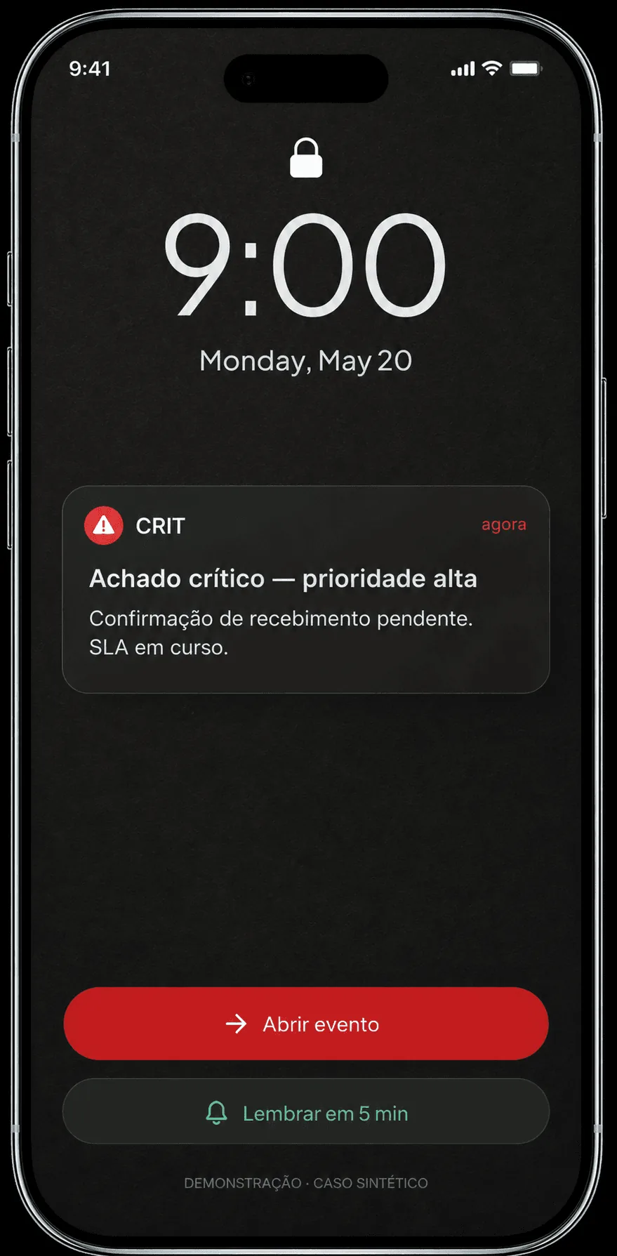 Notificação de achado crítico no iPhone
