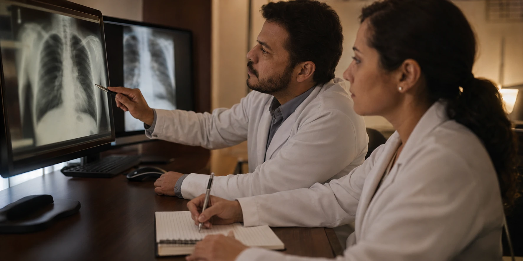 Dois radiologistas avaliando o mesmo exame